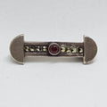 Sterling Silver Marcasite and Garnet Bar Brooch