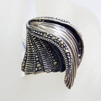 Sterling Silver Marcasite Wide Wave Design Ring