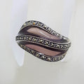 Sterling Silver Purple Enamel and Marcasite Wave Design Ring
