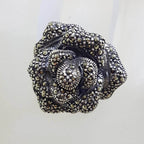 Sterling Silver Marcasite Large Rose Flower Ring