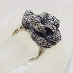 Sterling Silver Marcasite Large Rose Flower Ring