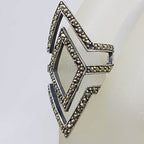 Sterling Silver Marcasite Large Marquis Diamond Shape Ring