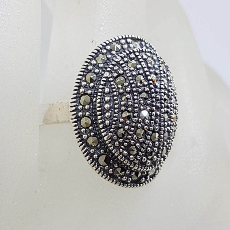 Sterling Silver Marcasite Large Oval Ring