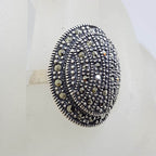 Sterling Silver Marcasite Large Oval Ring
