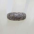 Sterling Silver Patterned Band Marcasite Ring