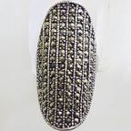 Sterling Silver Long Elongated Oval Marcasite Ring - Domed