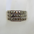 Sterling Silver Wide Square Marcasites Band Ring
