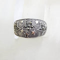 Sterling Silver Wide Marcasite Band with Star Motif Ring