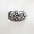 Sterling Silver Wide Marcasite Band with Star Motif Ring