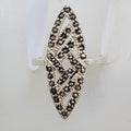 Sterling Silver Marcasite Elongated Marquis / Canoe Shape Art Deco Style Cluster Ring