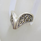 Sterling Silver Marcasite Wide Wishbone Ring
