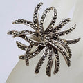 Sterling Silver Exquisite Marcasite Very Large Organic Spray Ring