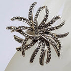 Sterling Silver Exquisite Marcasite Very Large Organic Spray Ring