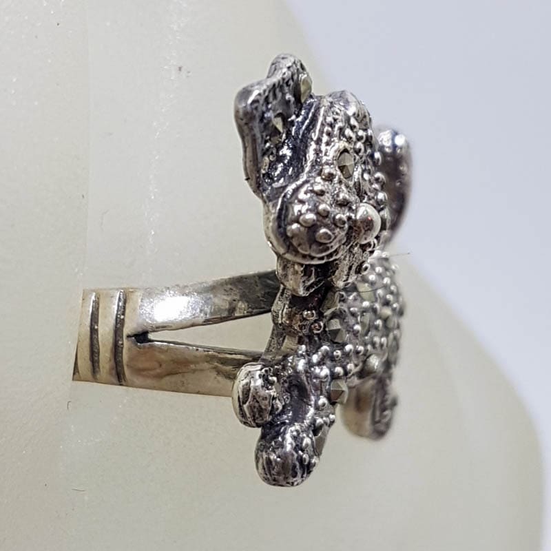Sterling Silver Marcasite Large Puppy Dog Ring