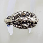 Sterling Silver Marcasite &amp; Garnet Large Horse Head Ring
