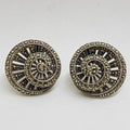 Sterling Silver Marcasite Large Round Filigree Stud Earrings