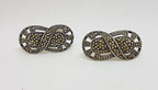 Sterling Silver Marcasite Large Oval Filigree Stud Earrings