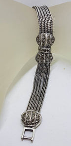Sterling Silver Marcasite Wide Bow Bracelet