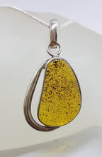 Sterling Silver Freeform Natural Baltic Amber with Wave Design Pendant on Silver Chain