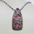 Sterling Silver Marcasite with Purple Enamel Ornate Pendant on Sterling Silver Chain
