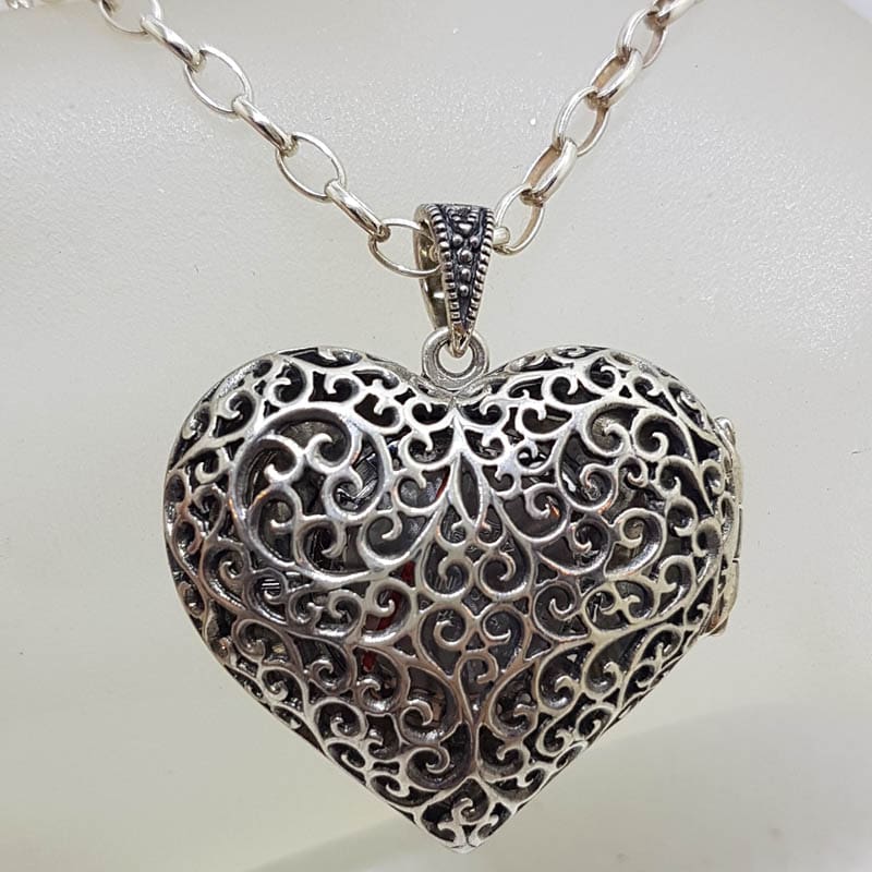 Sterling Silver Marcasite Heart Shaped Watch Pendant on Sterling Silver Chain