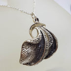 Sterling Silver Unusual Shape Marcasite Pendant on Silver Chain