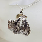 Sterling Silver Unusual Shape Marcasite Pendant on Silver Chain