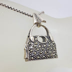 Sterling Silver Marcasite Handbag Pendant on Sterling Silver Chain