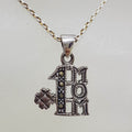 Sterling Silver Marcasite #1 Mom Pendant on Sterling Silver Chain