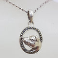 Sterling Silver Marcasite Pig Pendant on Sterling Silver Chain