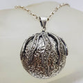 Sterling Silver Marcasite Large Round Pendant on Sterling Silver Chain