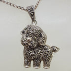 Sterling Silver Marcasite Dog Pendant on Sterling Silver Chain