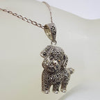 Sterling Silver Marcasite Dog Pendant on Sterling Silver Chain