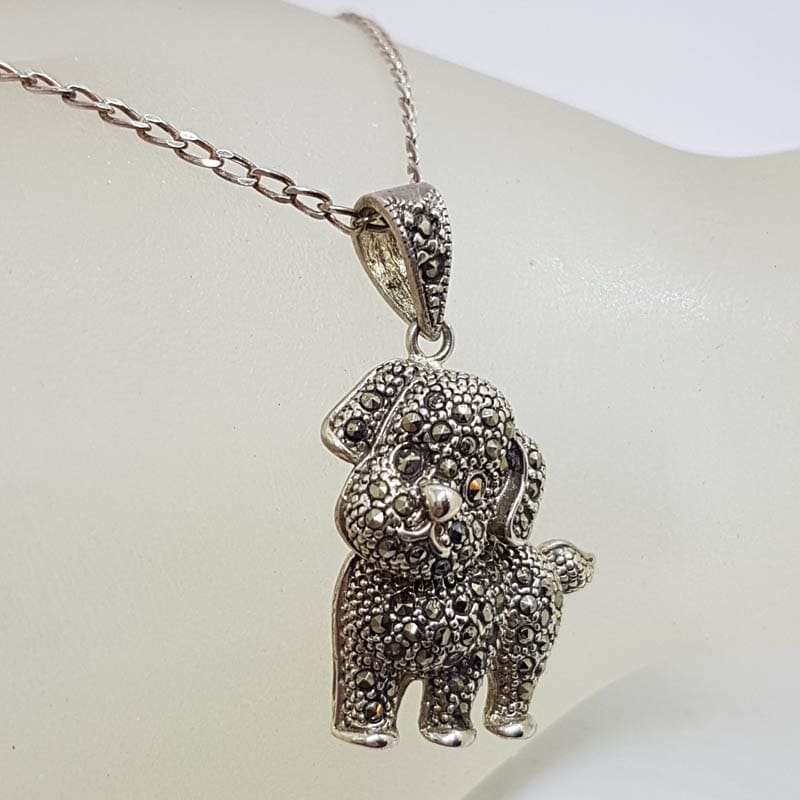 Sterling Silver Marcasite Dog Pendant on Sterling Silver Chain
