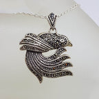 Sterling Silver Marcasite Bird Pendant on Sterling Silver Chain