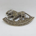 Sterling Silver Large Marcasite Big Cat on Crescent Brooch - Puma / Jaguar