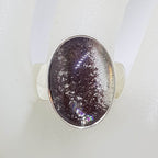 Sterling Silver Oval Phantom Quartz on Wide Band Ring