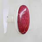 Sterling Silver Long Oval Red Coral Ring