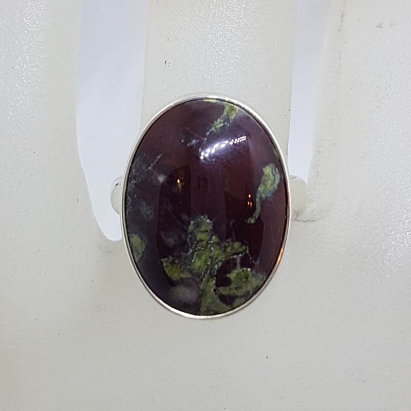 Sterling Silver Large Oval Dragon Blood Jasper Ring