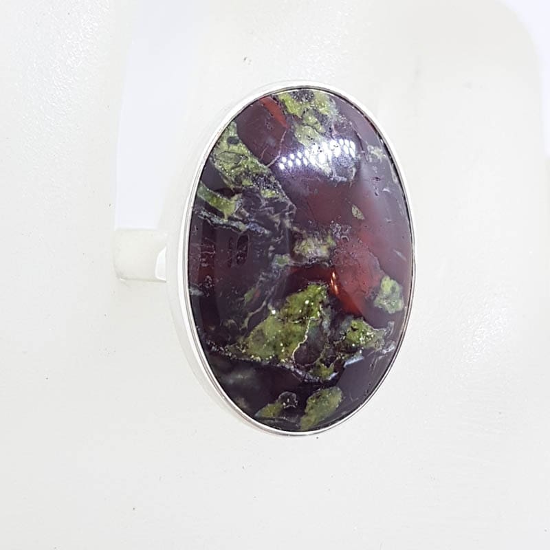 Sterling Silver Large Oval Dragon Blood Jasper Ring