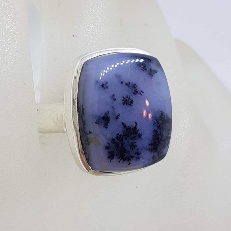 Sterling Silver Large Square Dendritic Agate Ring