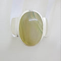 Sterling Silver Large Banded Green Agate Wide Ring