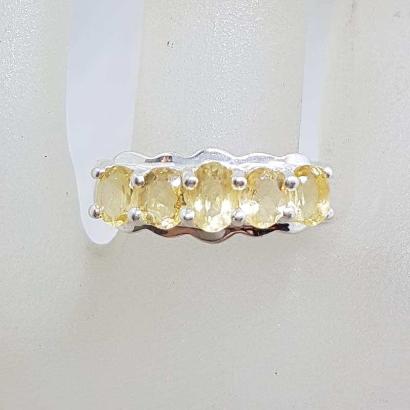 Sterling Silver Citrine Bridge Set Ring