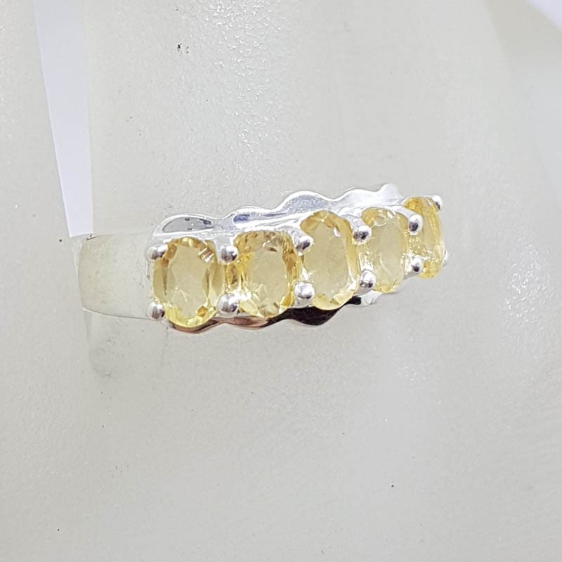 Sterling Silver Citrine Bridge Set Ring