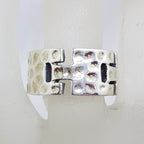 Sterling Silver Heavy Wide Beaten Pattern Band Ring