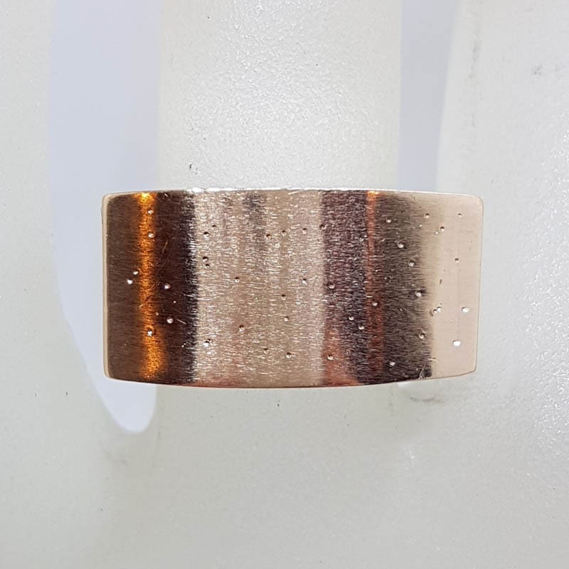 Sterling Silver and Rose Plated Rectangular Wide Band Ring
