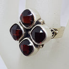 Sterling Silver Garnet Square Cluster Ring