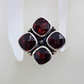 Sterling Silver Garnet Square Cluster Ring