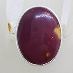 Sterling Silver Large Oval Mookaite Ring with Adjustable Band
