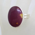 Sterling Silver Large Oval Mookaite Ring with Adjustable Band
